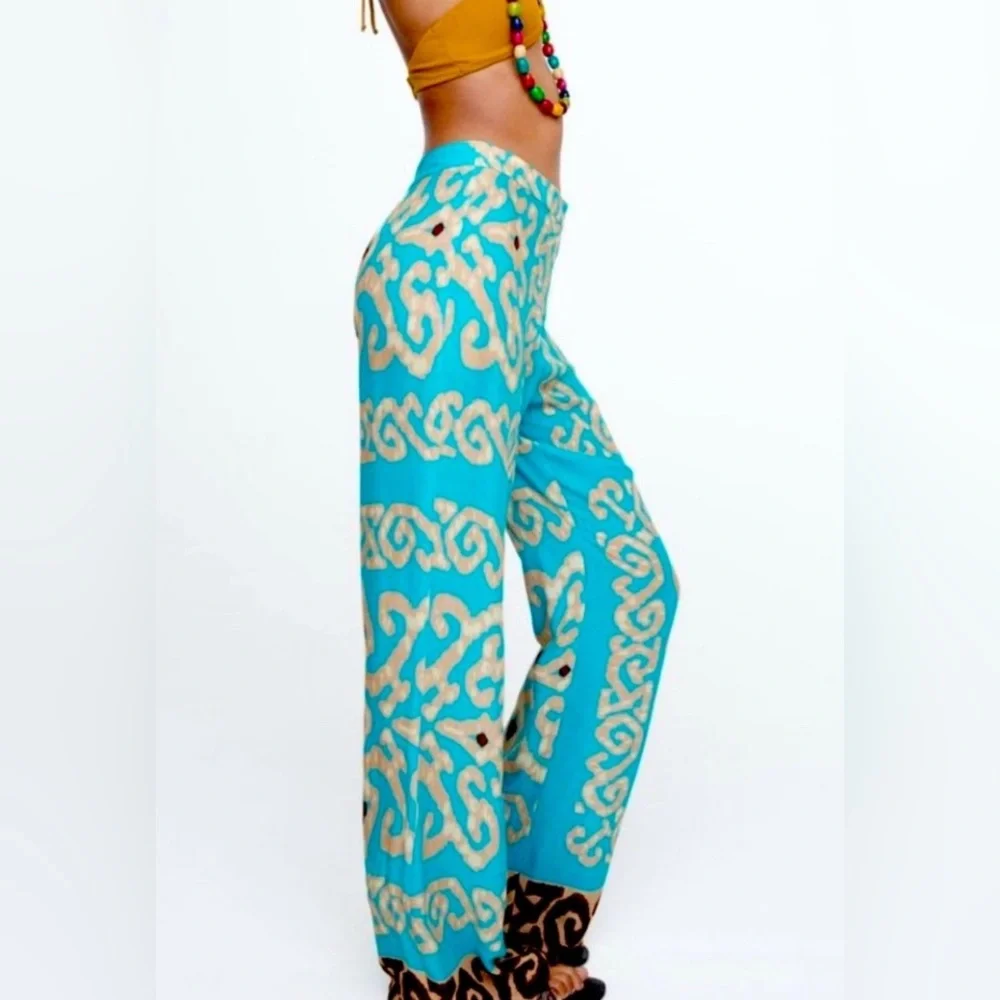 Zara Palazzo Lightweight Printed High Waisted Pants Women’s Size Large (NWOT)